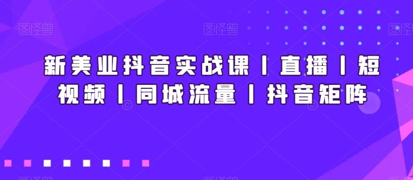 新美业抖音实战课丨直播丨短视频丨同城流量丨抖音矩阵-优创项目网