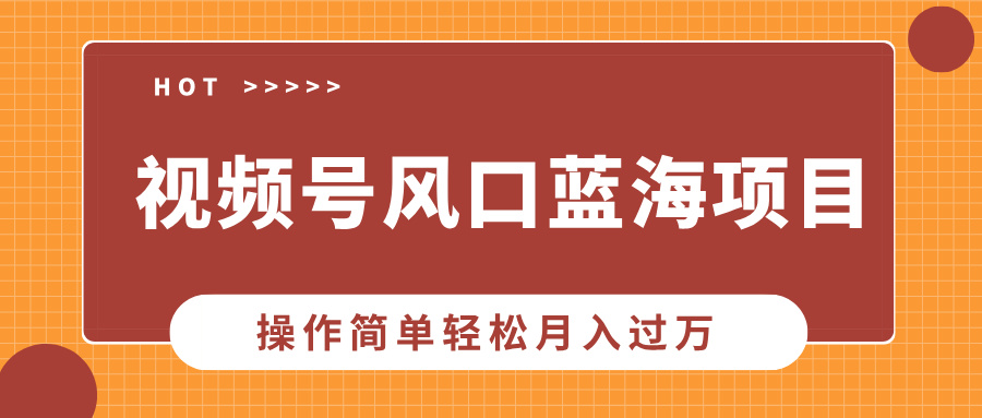视频号风口蓝海项目，中老年人的流量密码，操作简单轻松月入过万-优创项目网