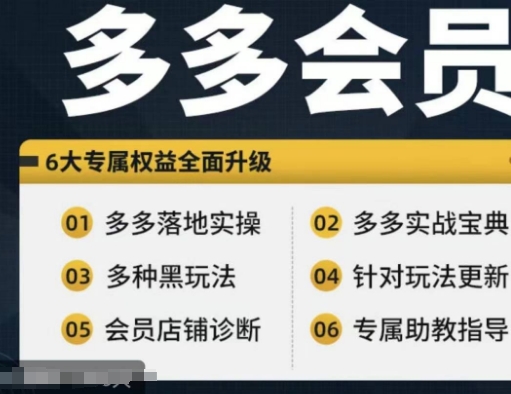 拼多多会员，拼多多实战宝典+实战落地实操，从新手到高阶内容全面覆盖-优创项目网