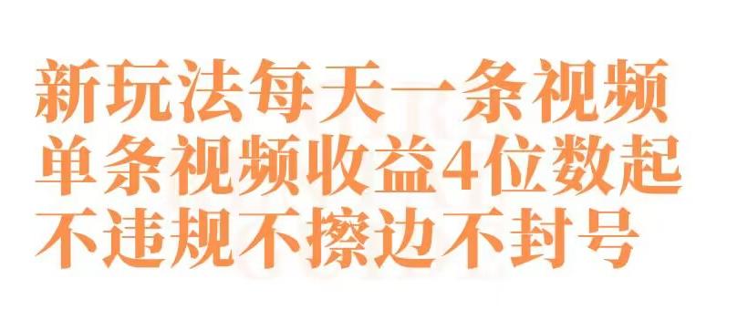 快手新玩法每天一条视频单条视频收益4位数起不违规不擦边不封号【揭秘】-优创项目网