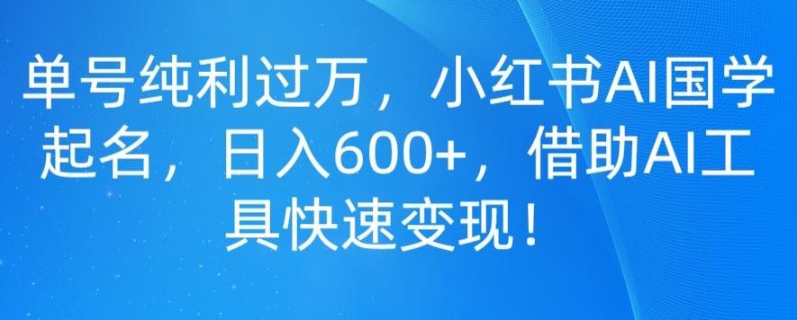单号纯利过万，小红书AI国学起名，日入600+，借助AI工具快速变现-优创项目网