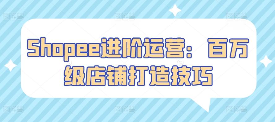 Shopee进阶运营：百万级店铺打造技巧-优创项目网