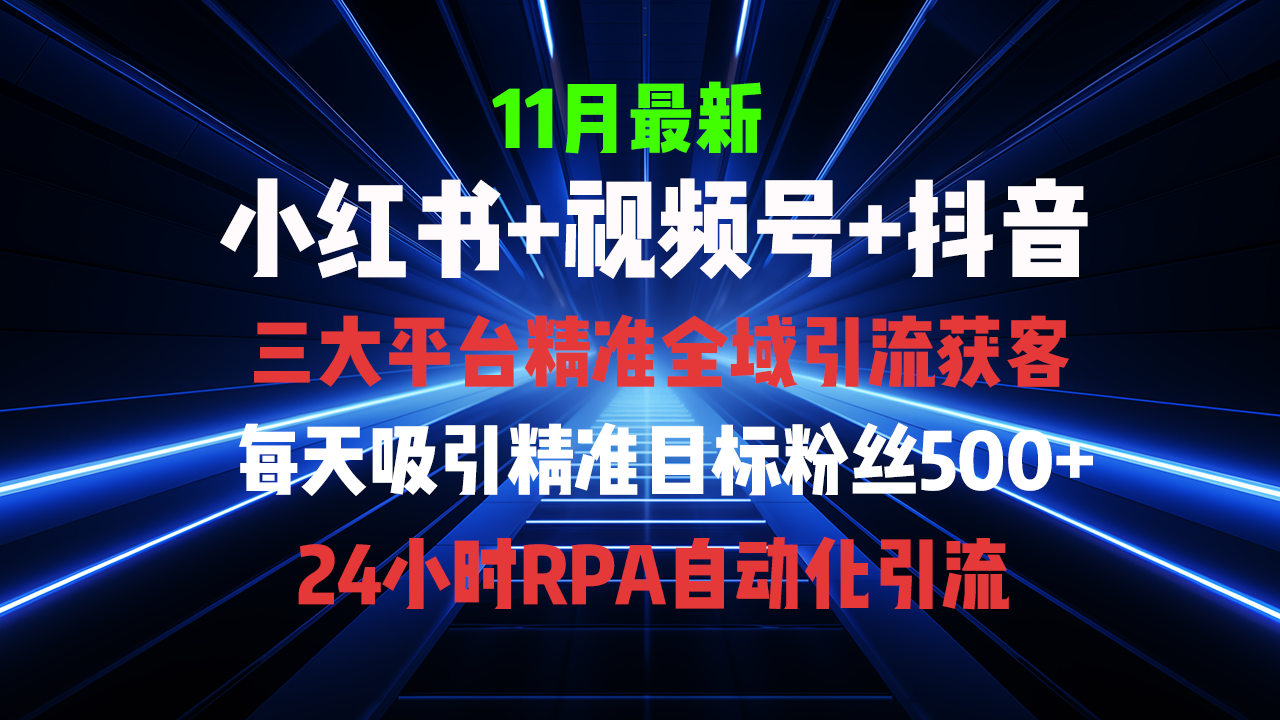全域多平台引流私域打法，小红书，视频号，抖音全自动获客，截流自...-优创项目网
