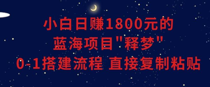 小白能日赚1800元的蓝海项目”释梦”0-1搭建流程可直接复制粘贴长期做【揭秘】-优创项目网