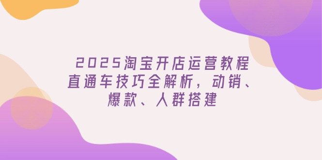 2025淘宝开店运营教程更新，直通车技巧全解析，动销、爆款、人群搭建-优创项目网
