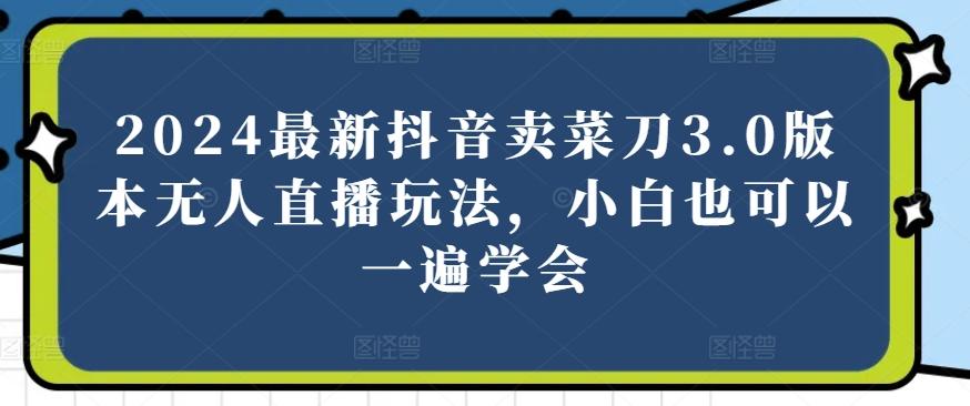 2024最新抖音卖菜刀3.0版本无人直播玩法，小白也可以一遍学会【揭秘】-优创项目网