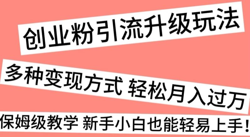 创业粉引流升级玩法，多种变现方式轻松月入过万，保姆级教学新手小白也能轻易上手！-优创项目网