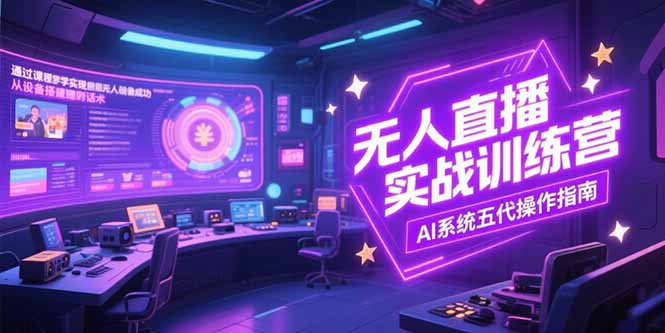 无人直播实操训练营，从设备搭建到话术，AI系统五代操作指南(7月更新-优创项目网