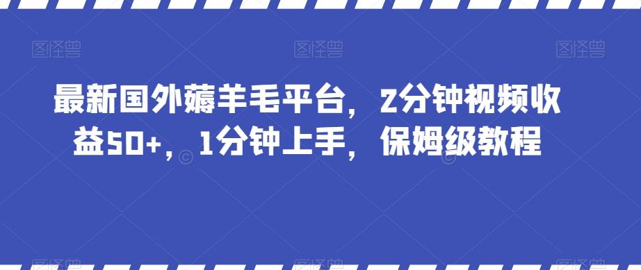 最新国外薅羊毛平台，2分钟视频收益50+，1分钟上手，保姆级教程【揭秘】-优创项目网