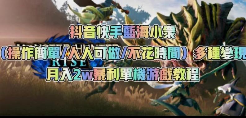 抖音快手蓝海小众（操作简单人人可做不花时间）多种变现月入2w＋暴利单机游戏教程-优创项目网