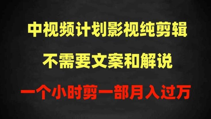 中视频计划影视纯剪辑，不需要文案和解说，一个小时剪一部，100%过原创月入过万【揭秘】-优创项目网
