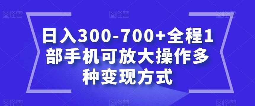 日入300-700+全程1部手机可放大操作多种变现方式【揭秘】-优创项目网