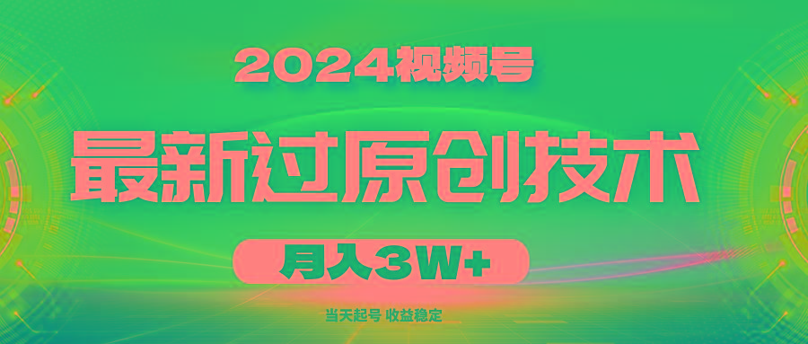 2024视频号最新过原创技术，当天起号，收益稳定，月入3W+-优创项目网