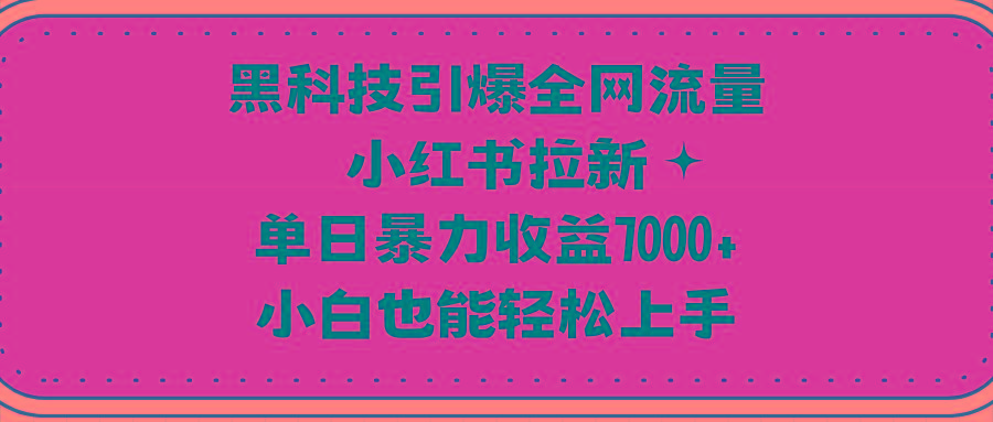 (9679期)黑科技引爆全网流量小红书拉新，单日暴力收益7000+，小白也能轻松上手-优创项目网