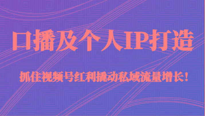 口播及个人IP打造，抓住视频号红利撬动私域流量增长！（45节课）-优创项目网
