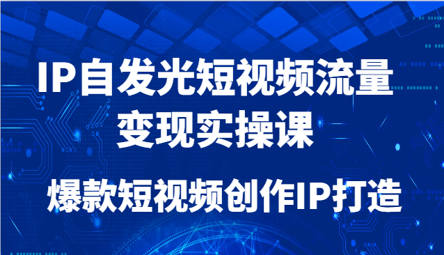 IP自发光短视频流量变现实操课，爆款短视频创作IP打造-优创项目网