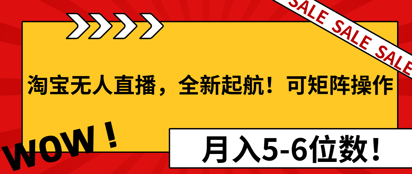 淘宝无人直播，全新起航！可矩阵操作，月入5-6位数！-优创项目网