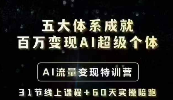 五大体系成就百万变现AI超级个体- AI流量变现特训营，一步一步教你一个人怎么年入百W-优创项目网