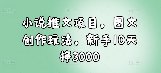 小说推文项目，图文创作玩法，新手10天挣3000-优创项目网