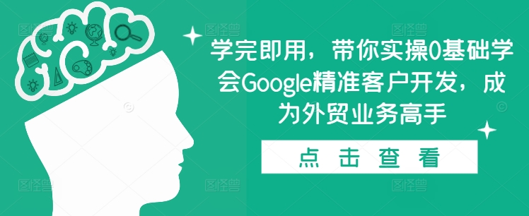 学完即用，带你实操0基础学会Google精准客户开发，成为外贸业务高手-优创项目网