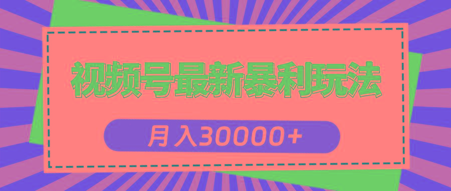 视频号最新暴利玩法，轻松月入30000+-优创项目网