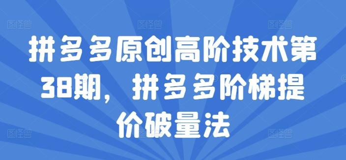 拼多多原创高阶技术第38期，拼多多阶梯提价破量法-优创项目网
