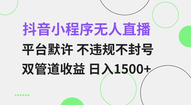抖音小程序无人直播 平台默许 不违规不封号 双管道收益 日入多张 小白也能轻松操作【仅揭秘】-优创项目网