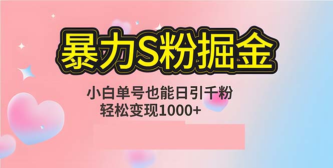 单人单机日引千粉，变现1000+，S粉流量掘金计划攻略-优创项目网
