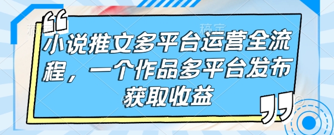 小说推文多平台运营全流程，一个作品多平台发布获取收益-优创项目网