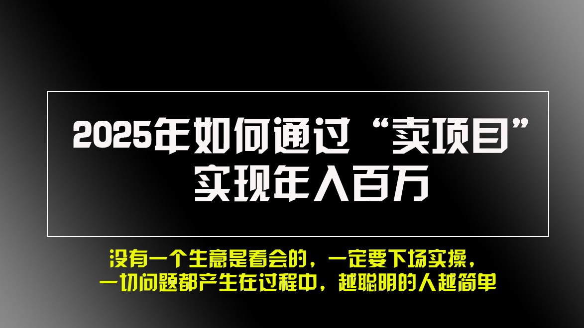 2025年如何通过“卖项目”实现年入百万-优创项目网