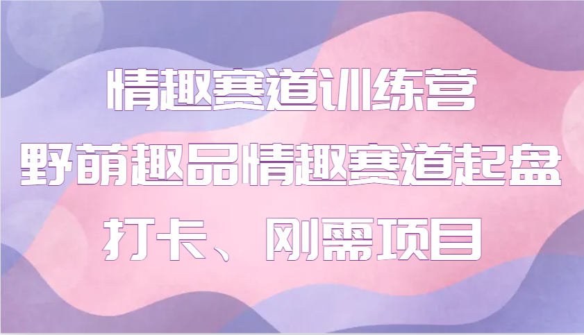 情趣赛道训练营 野萌趣品情趣赛道起盘打卡、刚需项目-优创项目网