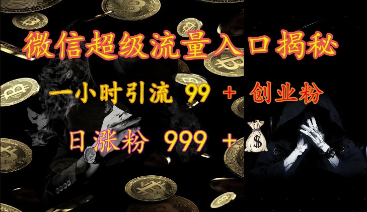 微信超级流量入口揭秘：一小时引流 99 + 创业粉，日涨粉 999 +-优创项目网