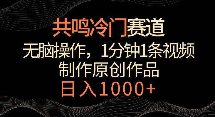 共鸣冷门赛道，无脑操作，一分钟一条视频，日入1000+【揭秘】-优创项目网