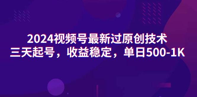 (9505期)2024视频号最新过原创技术，三天起号，收益稳定，单日500-1K-优创项目网