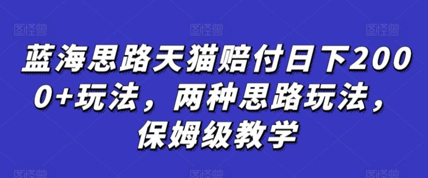 蓝海思路天猫赔付日下2000+玩法，两种思路玩法，保姆级教学【仅揭秘】-优创项目网