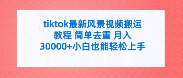 tiktok最新风景视频搬运教程 简单去重 月入3W+小白也能轻松上手【揭秘】-优创项目网