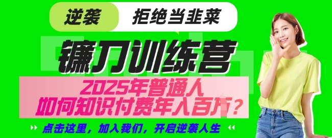 【网创项目终点站-镰刀训练营超级IP合伙人】25年普通人如何通过知识付费实现逆袭【揭秘】-优创项目网