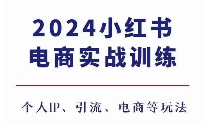 2024小红书电商3.0实战训练，包含个人IP、引流、电商等玩法-优创项目网