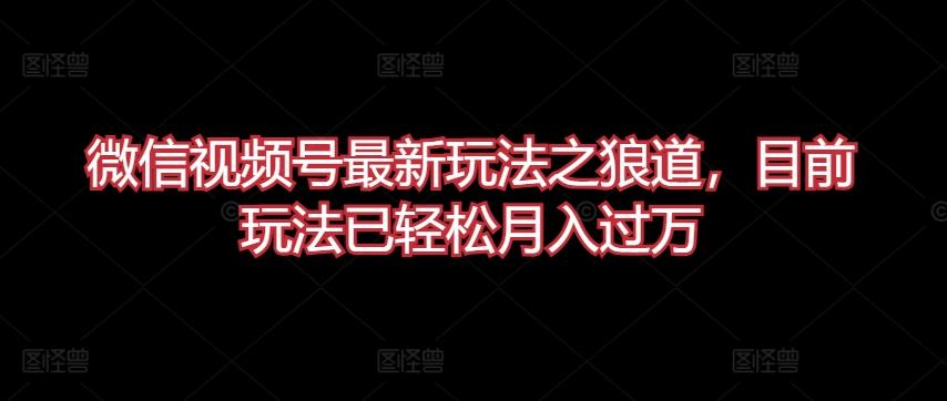 微信视频号最新玩法之狼道，目前玩法已轻松月入过万【揭秘】-优创项目网