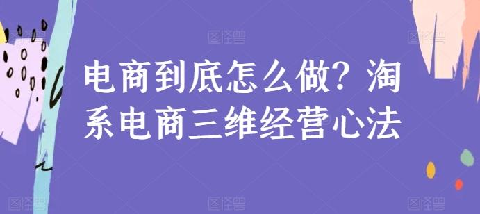 电商到底怎么做？淘系电商三维经营心法-优创项目网