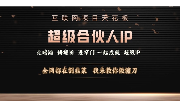 互联网项目天花板，超级合伙人IP，全网都在割韭菜，我来教你做镰刀【仅揭秘】-优创项目网