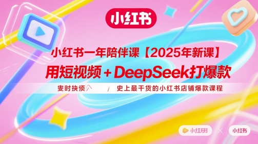小红书一年陪伴课【2025年新课】，用短视频+deepSeek打爆款，史上最干货的小红书店铺爆款课程-优创项目网