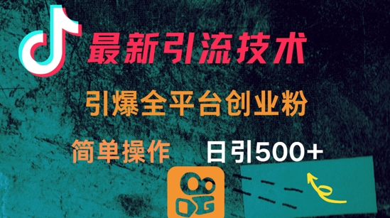 最新引流方法，引爆全平台的一个创业粉，简单操作日引300+-优创项目网