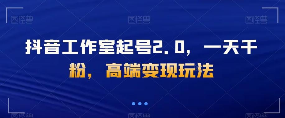 抖音工作室起号2.0，一天千粉，高端变现玩法【揭秘】-优创项目网