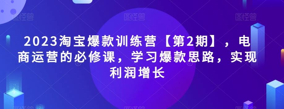 2023淘宝爆款训练营【第2期】，电商运营的必修课，学习爆款思路，实现利润增长-优创项目网