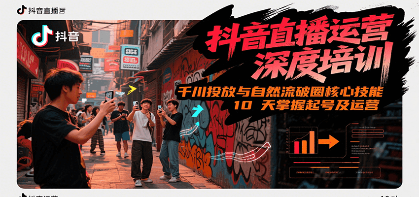 抖音直播运营深度培训，千川投放与自然流核心技能，10天掌握起号及运营(6-7月新课)-优创项目网