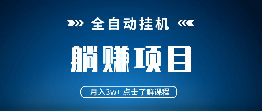 全自动挂机项目 月入3w+ 真正躺平项目 不吃电脑配置 当天见收益-优创项目网