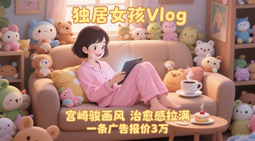 单个账号涨粉71W！用AI制作独居女孩Vlog，宫崎骏画风，治愈感拉满，一条广告报价3W-优创项目网