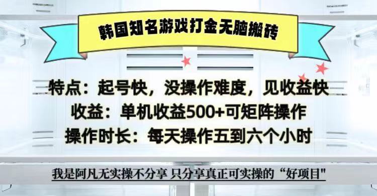 全网首发海外知名游戏打金无脑搬砖单机收益500+ 即做！即赚！当天见收益！-优创项目网