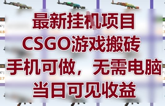 最新挂G项目，CSGO游戏搬砖，手机可做，无需电脑，当日见收益【揭秘】-优创项目网